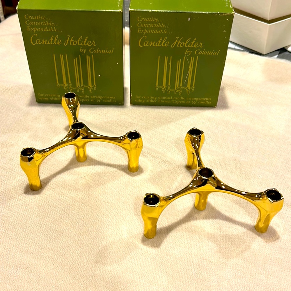 Vintage mid century candle holders by colonial new in box